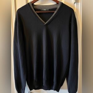 Mens Z Zegna Lightweight V Neck Wool Sweater Size XL Fall Classic